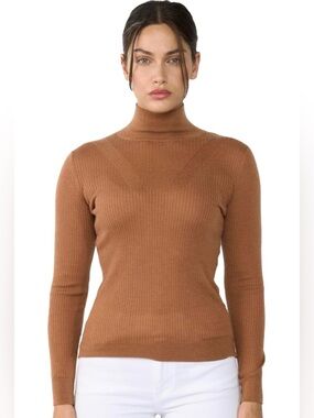 Jennie Liu | Tissue Weight Cashmere Silk Rib-Knit Turtleneck Sweater, Size XL